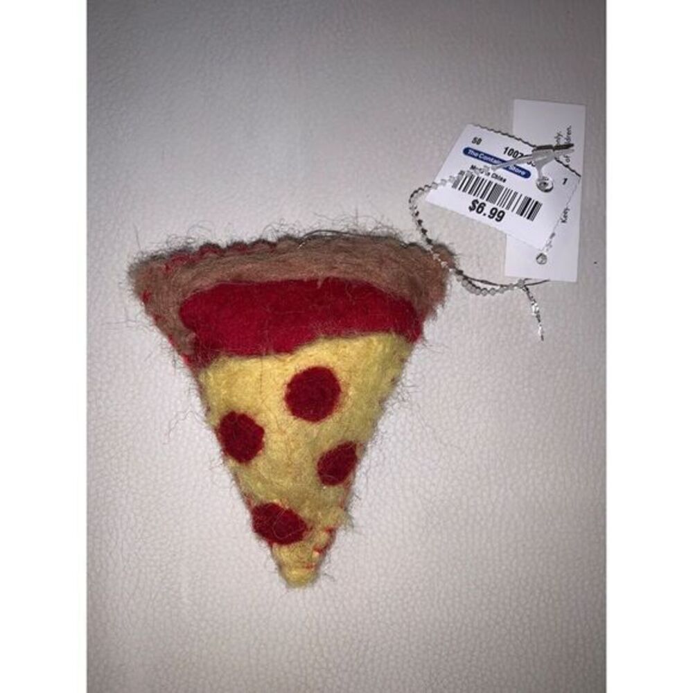 Wool Felt Christmas Ornament Pizza Slice Container Store New 3.5"x3"